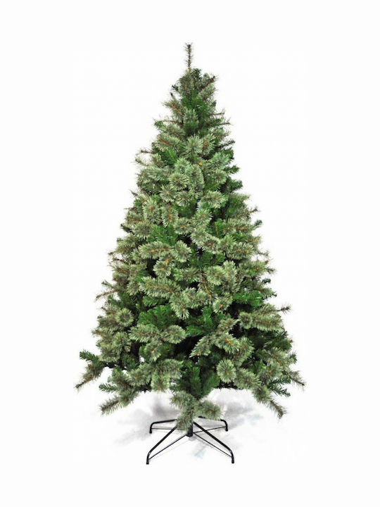 Casmere Christmas Green Tree with Metallic Base and Built in Branches H210cm