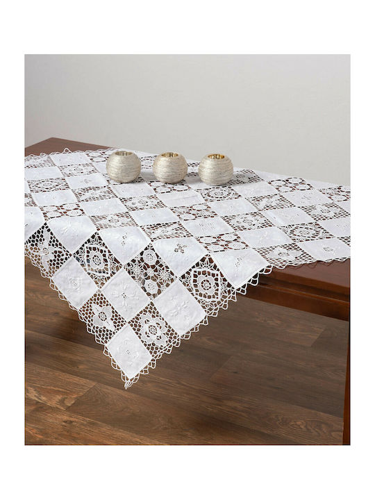 Silk Fashion 8509 Cotton Lace Tablecloth Λευκό 90x90cm