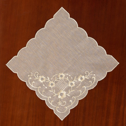 Silk Fashion Checkered with Embroidery Set 12pcs 215 Beige 30x30cm