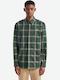 Fred Perry Men's Shirt Long Sleeve Cotton Checked Green