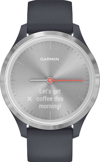 Garmin Vivomove 3 Stainless Steel 39mm Waterproof Smartwatch with Heart Rate Monitor (Silver/Blue)