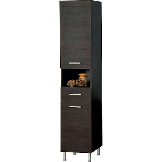 Pro Bagno 635K Dulap Coloana Pentru Baie Pe Pardoseală 35x35x170cm Maro
