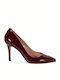 Patent Leather Pointed Toe Stiletto Burgundy High Heels