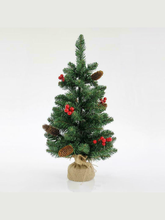 Χριστουγεννιάτικο Δέντρο Στολισμένο Πράσινο 60εκ με Πλαστική Βάση