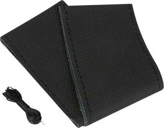 Lampa Κάλυμμα Τιμονιού Αυτοκινήτου Premium Perforated Leather Ραφτό με Διάμετρο 37-39εκ. Δερμάτινο Μαύρο