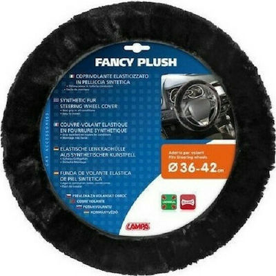 Lampa Car Steering Wheel Cover Fancy Flush with Diameter 36-42cm Γούνινο/Χνουδωτό Synthetic Black L3296.2