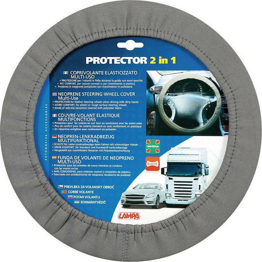 Lampa Car Steering Wheel Cover Protector 2in1 with Diameter 34-45cm Synthetic Gray Elastikó