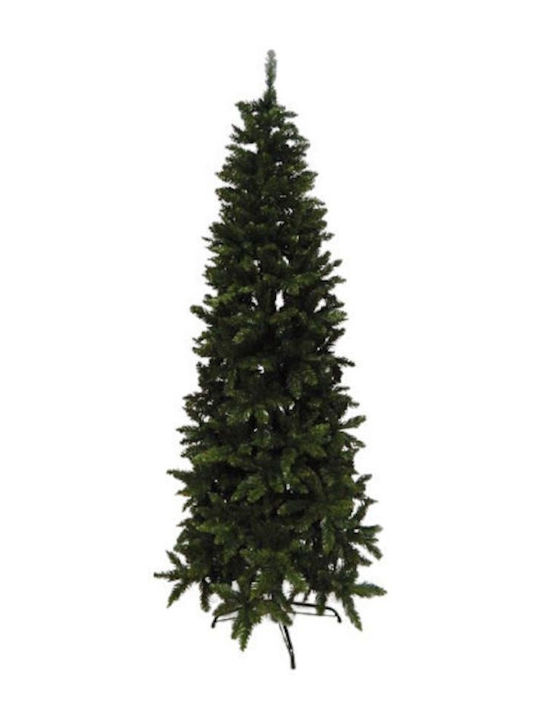 Χριστουγεννιάτικο Δέντρο Πράσινο Slim 210εκ με Μεταλλική Βάση