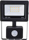 Powertech Στεγανός Προβολέας LED 10W Ψυχρό Λευκό 6500K με Αισθητήρα Κίνησης IP44