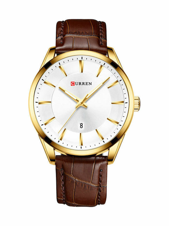 Curren Мъжки часовник с батерия и кожена каишка Curren Мъжки часовник с батерия и кожена каишка