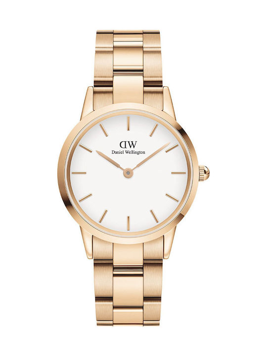 Daniel Wellington Iconic Link Ceas de Damă cu Rose Gold Brățară Metalică