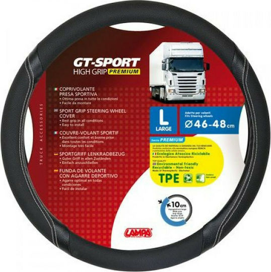 Lampa Auto-Lenkradabdeckung GT-Sport mit Durchmesser 46-48cm Synthetisch Schwarz mit Silber Naht