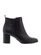 Mourtzi Leather Women's Ankle Boots with Medium Heel Black