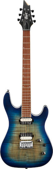 Cort KX-300 Elektrische Gitarre Stratocaster mit HH Tonabnehmerkonfiguration Open Pore Cobalt Burst