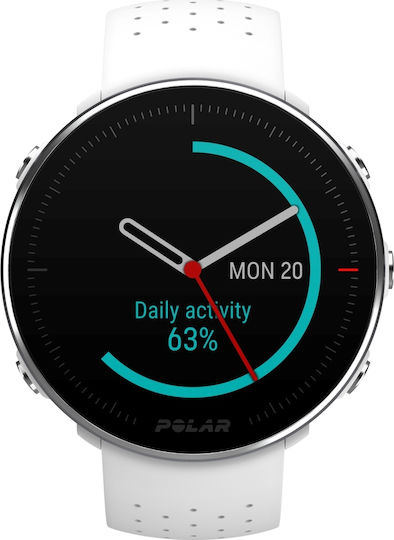 Polar Vantage M M/L Stainless Steel 46mm Αδιάβροχο Smartwatch με Παλμογράφο (Λευκό)