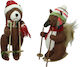 Zaros Christmas Fabric Figure Bear Height 16.5cm Ornament Bear with Woolen Clothes & Ski 16.5cm