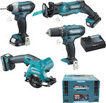 Makita Set Kreissäge & Schlagbohrschrauber & Schlagschraubendreher & Stichsäge 12V mit 3 Batterien 2Ah