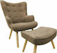 Amaranthus Sessel mit Fußhocker Braun 98x70x77cm