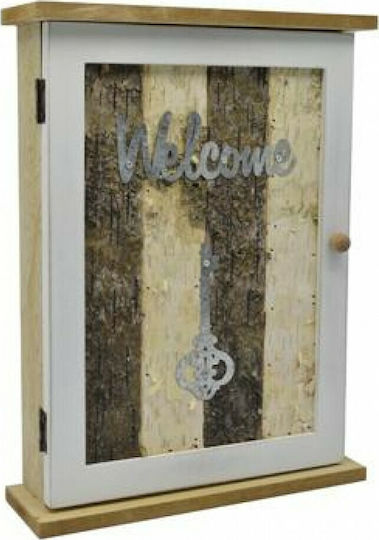 Ankor Ξύλινη Welcome Φυσικό-Λευκό 6 θέσεις θέσεων 22x6.5x29.5cm