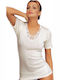 Women's Short Sleeve Woolen T-Shirt Ecru