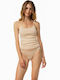 Women's Cotton T-Shirt with Spaghetti Strap Beige 2Pack