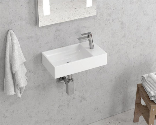 Karag An der Wand montiert Wandhängendes / Aufgesetztes Waschbecken Porzellan 46x26x10.5cm Weiß