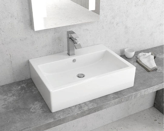 Karag Επικαθήμενος Νιπτήρας Πορσελάνης 61x44x14.5cm Λευκός Karag Επικαθήμενος Νιπτήρας Πορσελάνης 61x44x14.5cm Λευκός