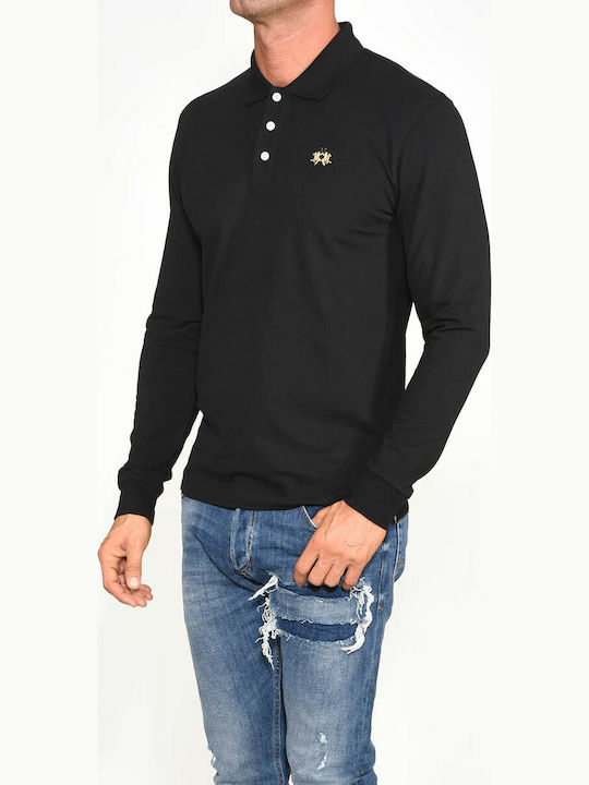 La Martina Men's Long Sleeve Blouse Polo Black