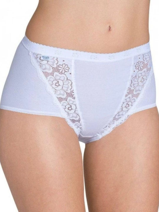 Sloggi Chic Maxi Ψηλόμεσο Boxer με Δαντέλα Λευκό