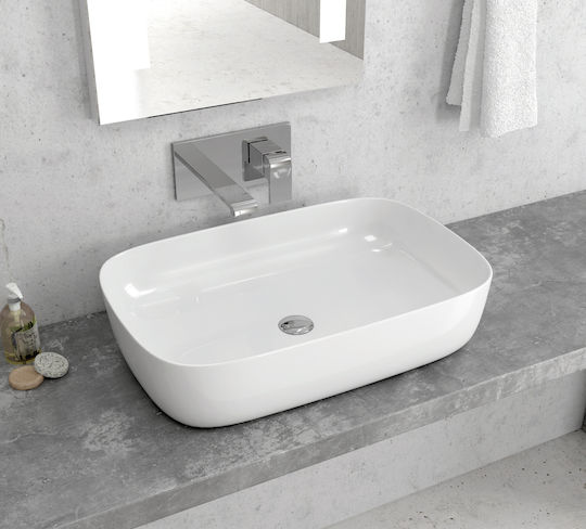 Karag Επικαθήμενος Νιπτήρας Πορσελάνης 60x39x14.5cm Λευκός Karag Επικαθήμενος Νιπτήρας Πορσελάνης 60x39x14.5cm Λευκός