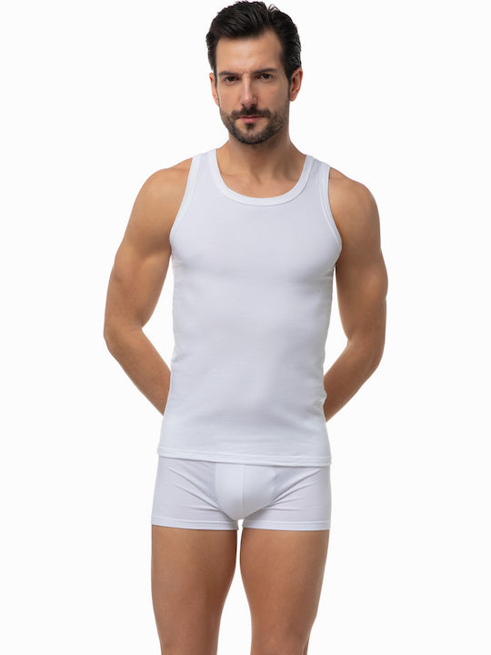 Minerva 90-10720 Men's Sleeveless Undershirt White