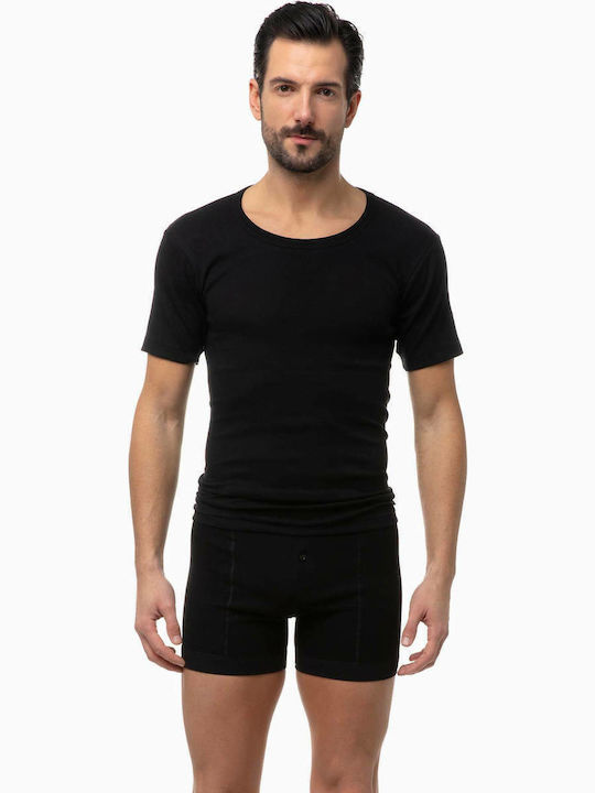 Men's Undershirt Short-sleeved in Black Color