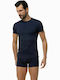 Minerva Men's Undershirt Short-sleeved in Navy Blue Color