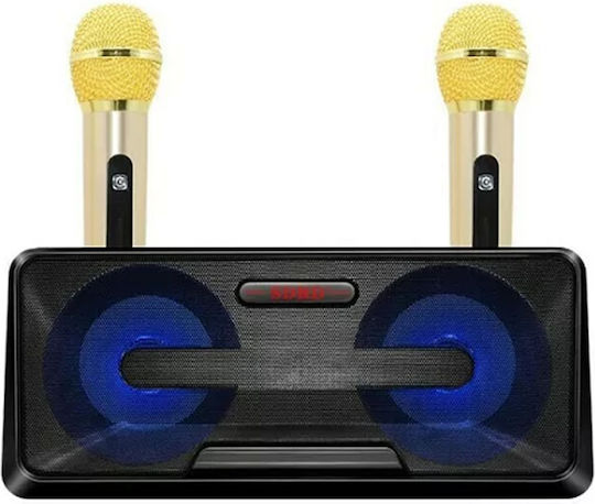 Ηχείο Karaoke με Ασύρματα Μικρόφωνα και Εφέ Φωτισμού SD-301 Μαύρο