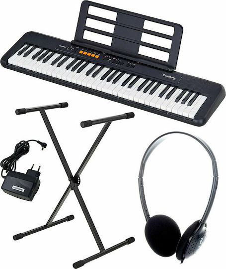 Casio Αρμόνιο CT-S100 Set 2 με 61 Πλήκτρα Τυπικής Αφής με Βάση, Ακουστικά και Αναλόγιο Μαύρο με ακουστικά t.bone HP 66