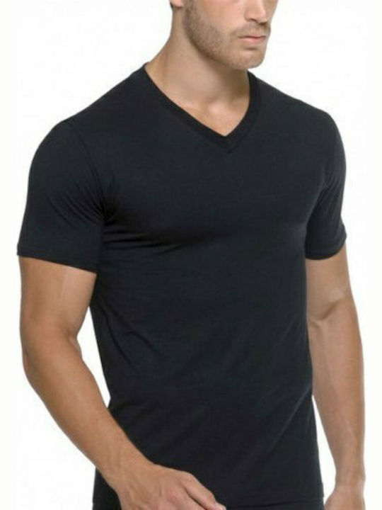 Men's Undershirt Short-sleeved in Black Color