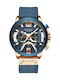 Curren Watch Chronograph Battery with Leather Strap Blue