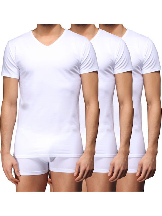 Men's Undershirts Short-sleeved in White Color 3Pack
