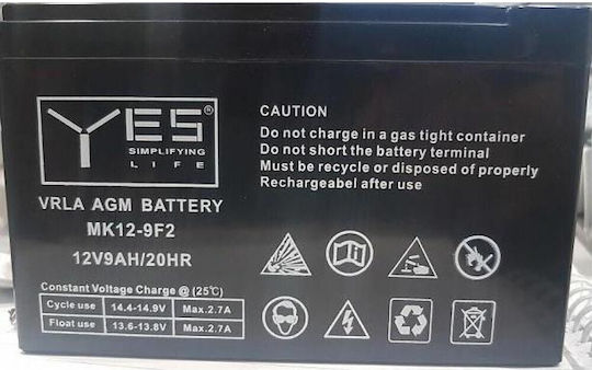 Yes Power MK12-9-F2 Μπαταρία UPS με Χωρητικότητα 9Ah και Τάση 12V