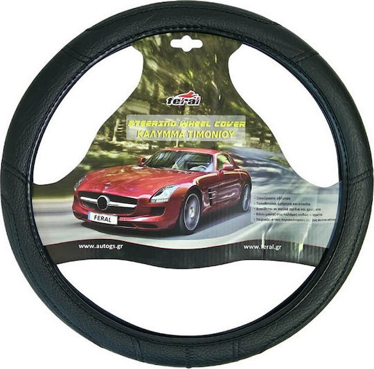Auto Gs Car Steering Wheel Cover with Diameter 45cm made of Leatherette Black