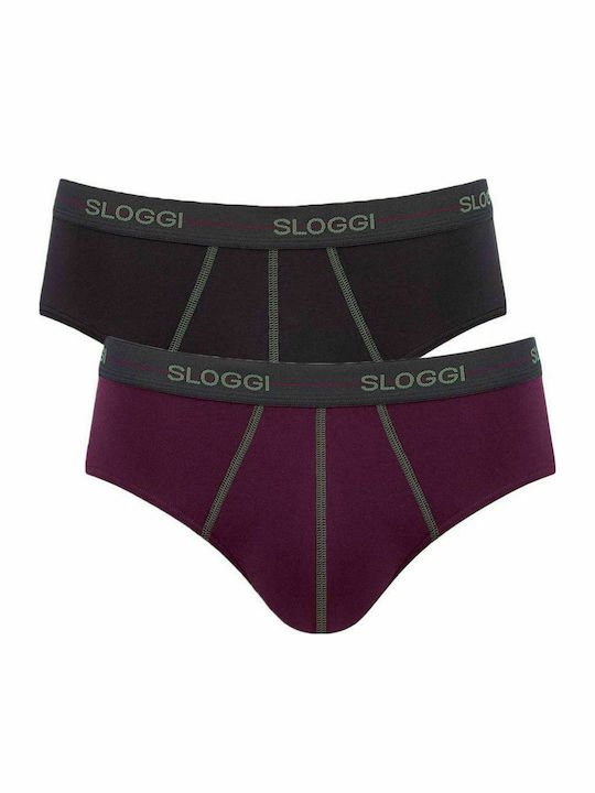 Sloggi Start Midi Men's Slips Bordeaux / Black 2Pack