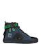 Leather Kids Boots with Velcro Navy Blue