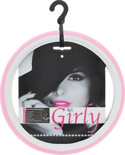 Auto Gs Κάλυμμα Τιμονιού Αυτοκινήτου Girly με Διάμετρο 37-39εκ. Δερμάτινο Ροζ/Λευκό