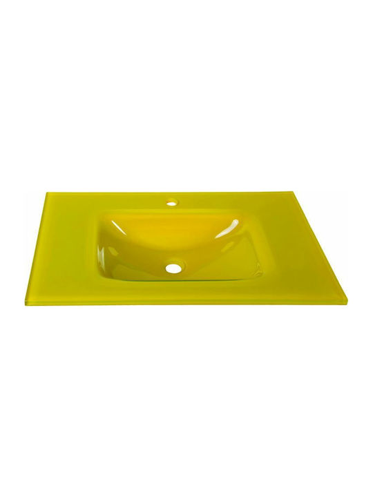 Gloria Glass Form Încorporat Chiuvetă Sticlă 76x46cm Galben