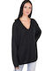 Pepe Jeans Misshine Women's Long Sleeve Sweater with V Neckline Black