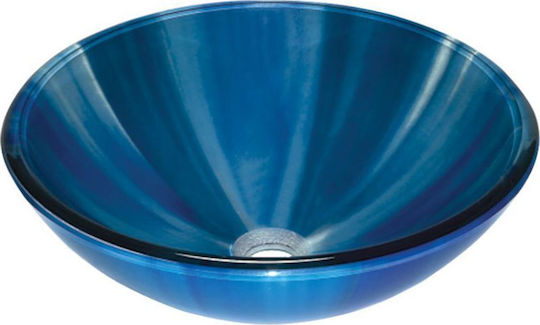 Gloria Dia Glass Countertop Sink Glass 42x42x14.5cm Blue