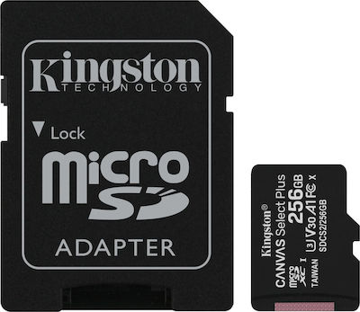 Kingston Canvas Select Plus microSDXC 256GB Class 10 U3 V30 A1 UHS-I με αντάπτορα