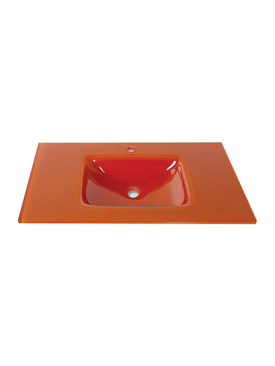Gloria Glass Form Inset Sink Glass 91x46cm Orange