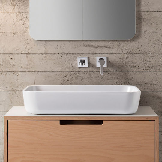 Scarabeo Mizu Επικαθήμενος Νιπτήρας Πορσελάνης 70x45x15cm Λευκός