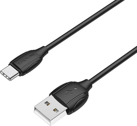 Borofone BX19 Benefit USB 2.0 Cable USB-C male - USB-A Μαύρο 1m BOR-701794